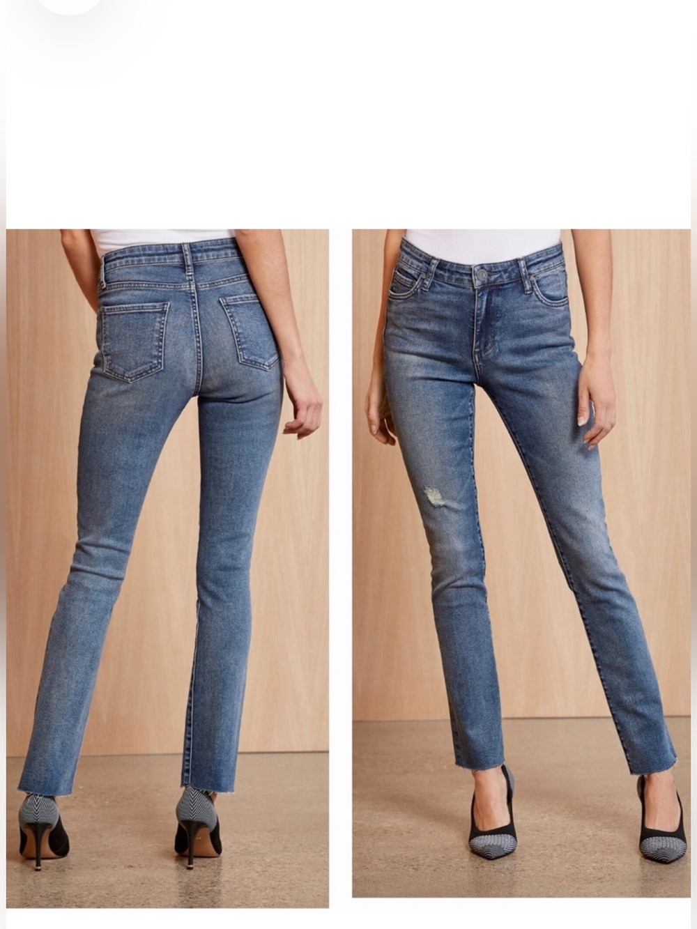KFTK Chrissy Slim Straight Jean Women’s Size 4 High Rise Distressed Denim Casual